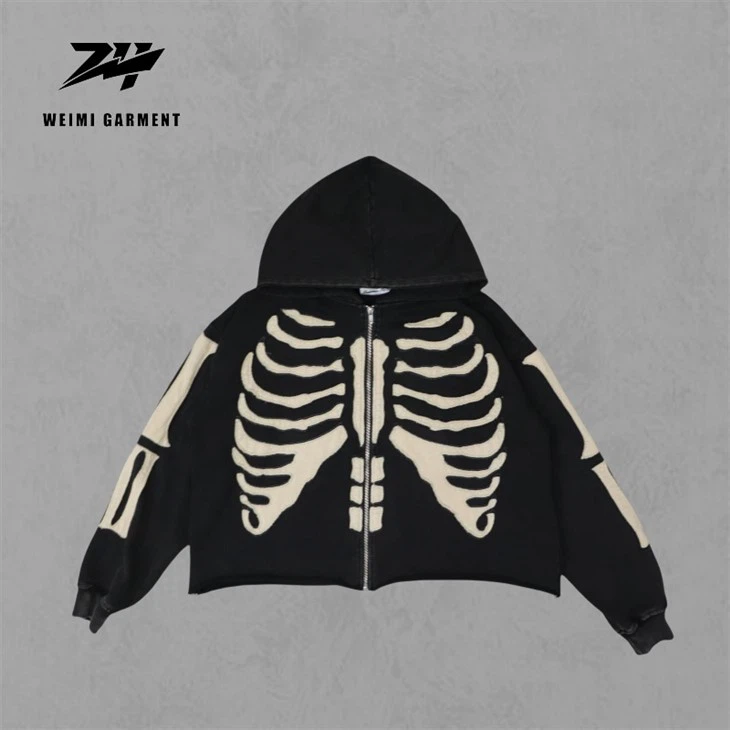 380GSM Skull Applique Street Wear Hanorac pentru marca de modă