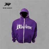 Cu fermoar complet Hoodei Puff Logo Vânzare cu ridicata