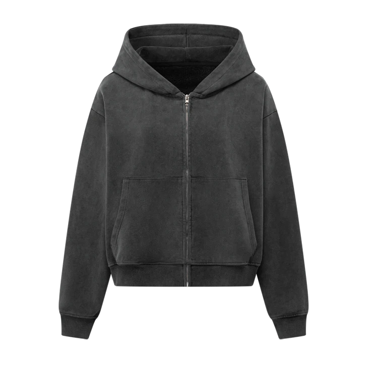 Vânzare cu ridicata OEM Acid Light Wash Oversized Heavyweight Zip Up Hoodie Kornit DTG Print
