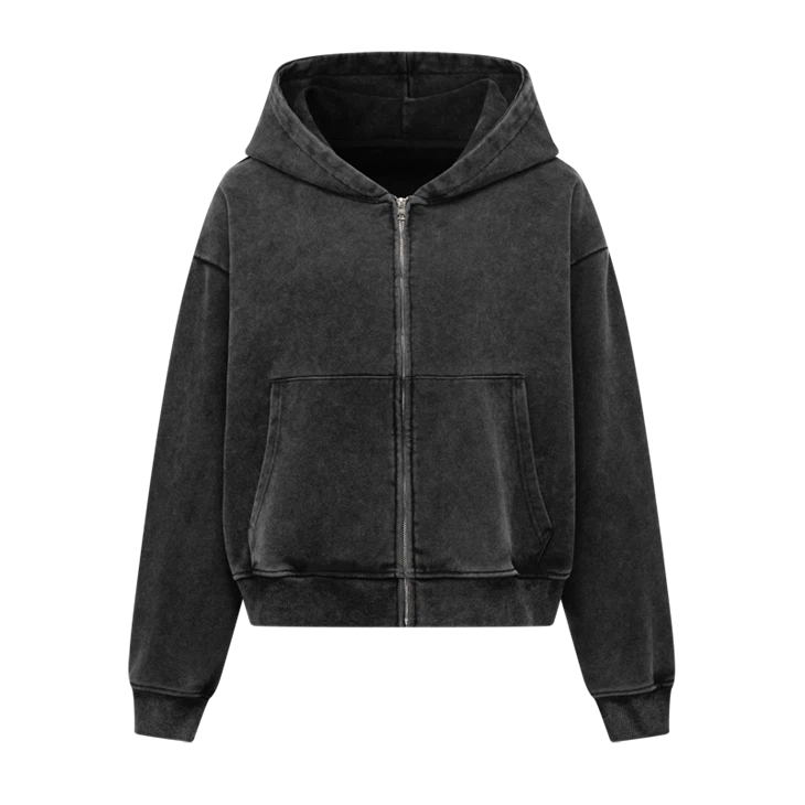 Vânzare cu ridicata OEM Acid Medium Wash Oversized Heavyweight Zip Up Hoodie Kornit DTG Print